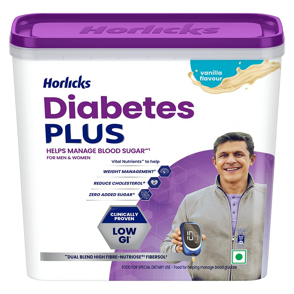 Horlicks Diabetes Plus – Vanilla | 1000g Container | Powder | 1 Count